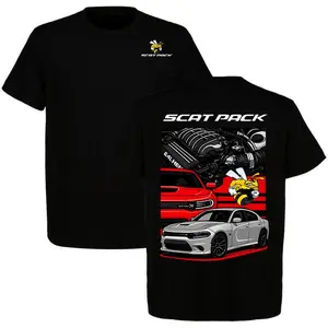 Dodge Charger Scat Pack T-Shirt, 6.4L HEMI Engine And Scat Pack Bee Logo Muscle Car Graphic Tee, Dodge Performance Car Shirt  Car Lover Tee, Full Colour,100% Cotton Unisex Tee Made in USA Gift Idea Fan Men Top.