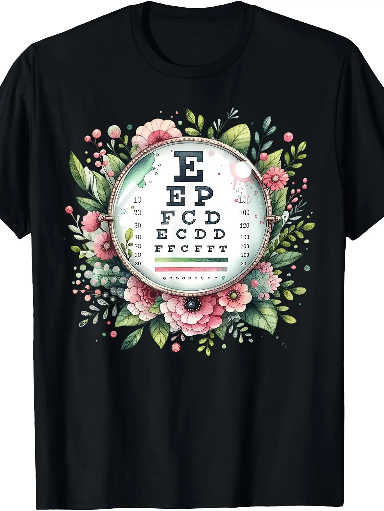 Floral Eye Chart Optometry Sight Squad Eye Dr Optician Staff T-Shirt