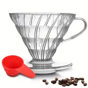 Plastic Coffee Dripper with Coffee Scoop, Set of 2, Reusable Coffee Filter Cup, Slow Filter Cone for Travel, Camping, Office, Home