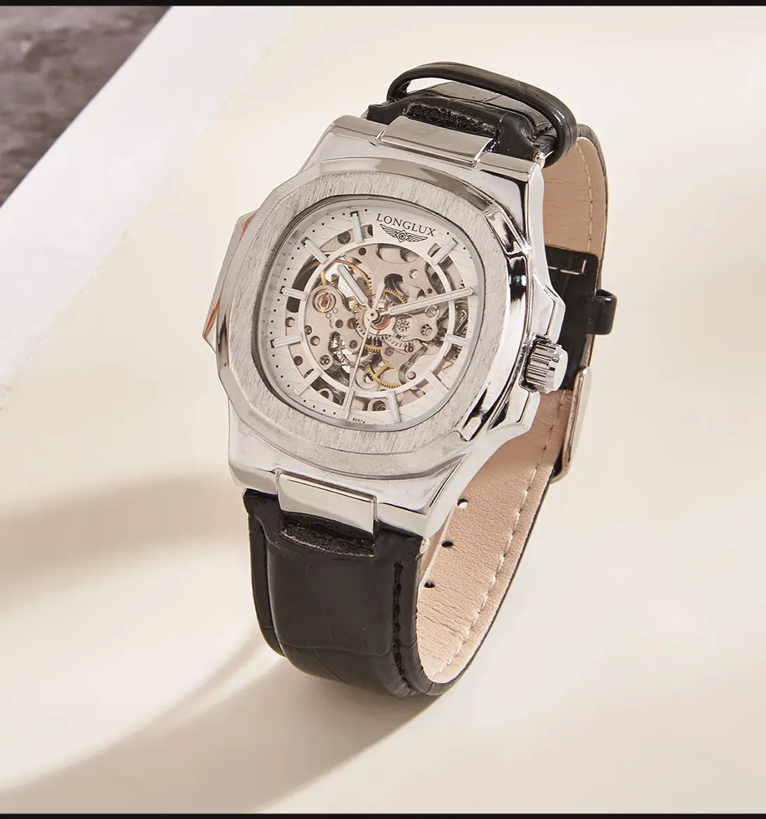 Automatic mechanical watch outdoors simple luxury watches waterproof cheap wholesale skeleton leather mens watch. Reloj Automatico de hombre.
