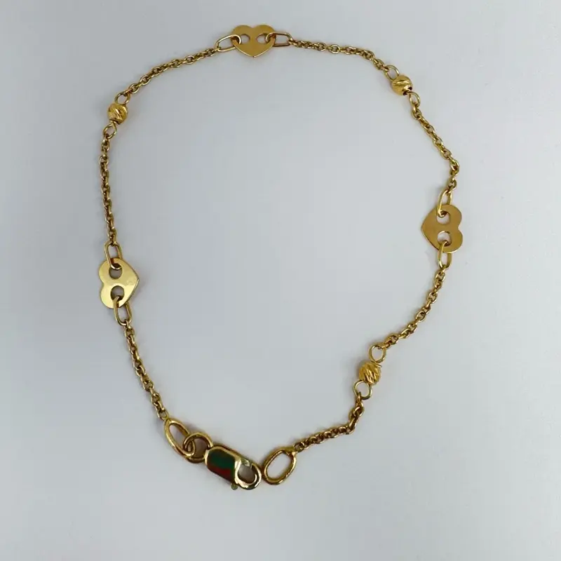 10k Gold Heart Bracelet, Dainty Fine Jewelry for Women