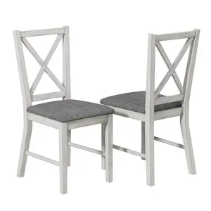 Set of 2/4/6 Solid Wood Dining Chairs Armless Kitchen Chairs with Solid Rubber Wood Legs, Farmhouse Style High Back Upholstered Seat Dining Room Chair