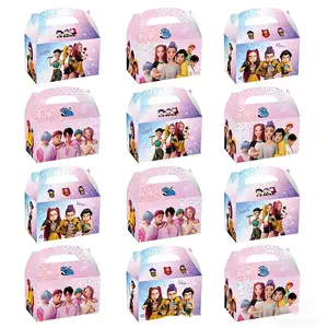 12pcs Party Gift Candy Boxes, Snack Handheld Paper Bags, Croissant Box with Handle, Ideal for Birthday, Parties, Wedding Gifts, Gift Box Set