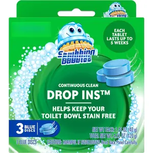Continuous Clean Toilet Drop-Ins, Automatic Blue Toilet Bowl Cleaner, Septic-Safe Tank Tablets Remove Hard Water Minerals & Limescale, Stain & Smell Protection, 3 Count (Pack of 1)