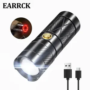 Rechargeable Flashlight, Hunting Tactical Flashlight, Strobe Light over 1 Mile, 9 Modes, Super Bright Flashlights with Soft Tail Light, Zoomable, Waterproof, Camping Gadgets for Emergency&Hiking