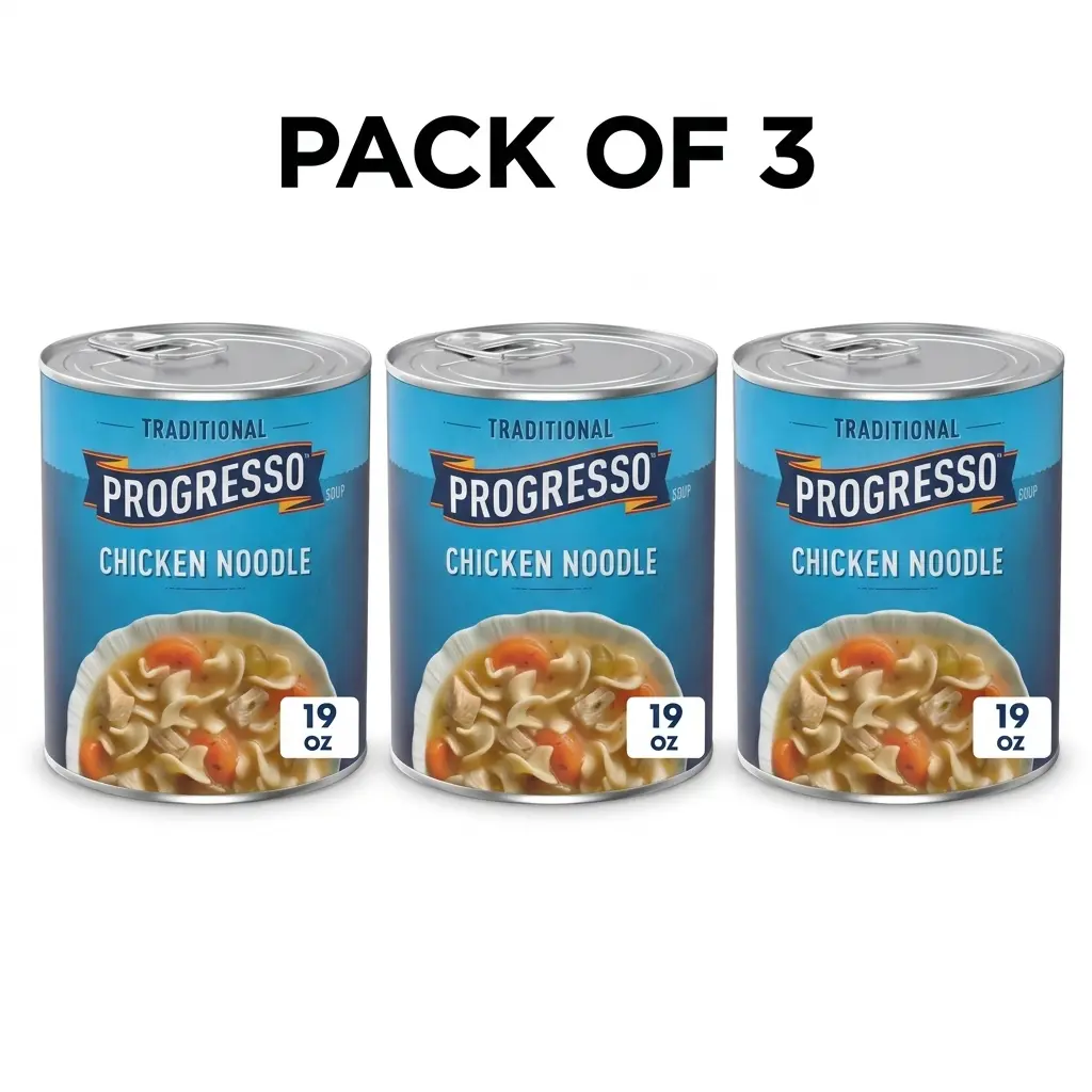 3 Pack Progresso Traditional Chicken Noodle Canned Soup, 19 oz Instant Food