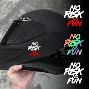 1PC NO RISK NO FUN Motorcycle Stickers Waterproof for Motorbike Helemt Fuel Tank Electric Scooter Road Bike Durable Vinyl Decals