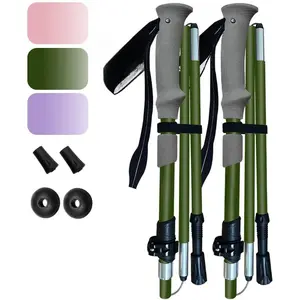 Hiking Trekking Poles, Macaron Colors 2 Pack Anti Shock, Adjustable, Collapsible Hiking Poles for Trekking or Walking, Lightweight Aluminum Sticks for Adult Purple