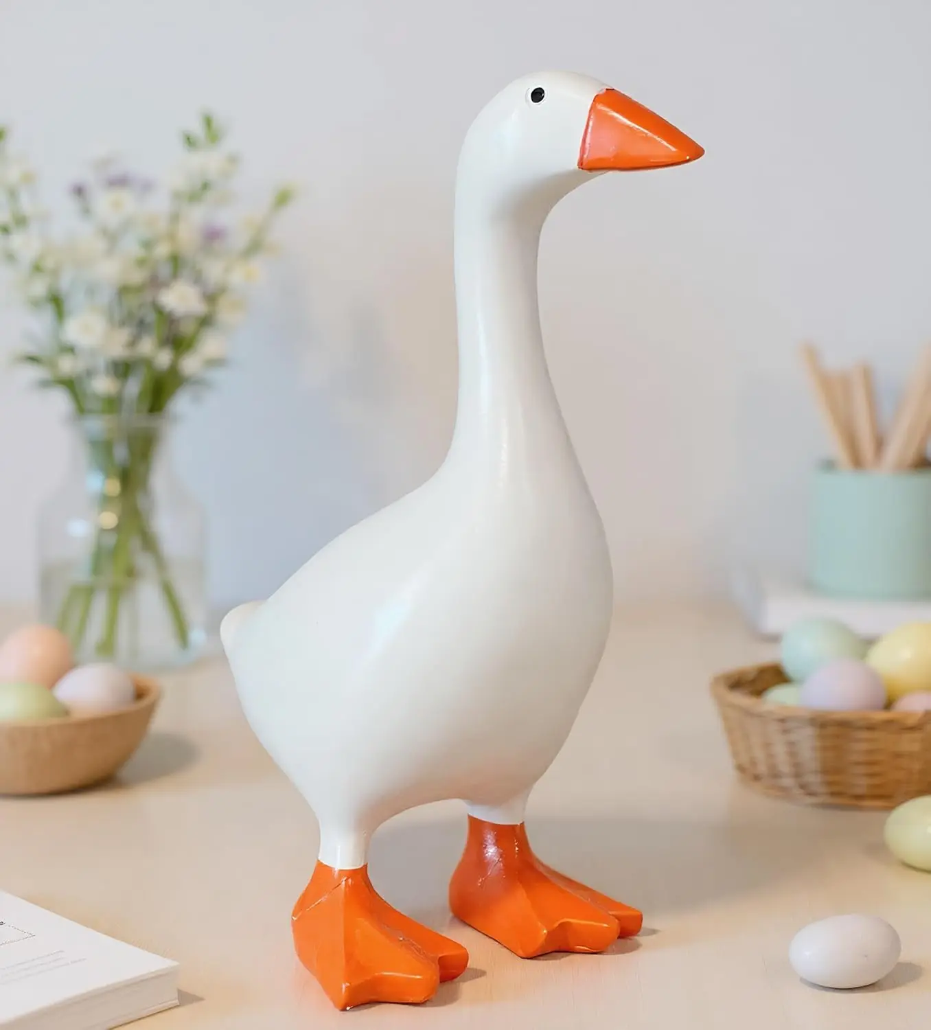Desktop Goose Statue 7 inch Cute Resin Figurine for Office Desk Decor, Funny Home & Tabletop Decoration, Unique Housewarming Gifts for Women, Idea