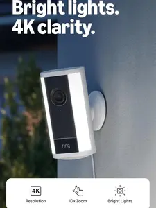 Plug-in (newest model), Home or business security, Retinal 4K with wide-angle video, 10x Enhanced Zoom, and 600 Lumen Spotlights, White
