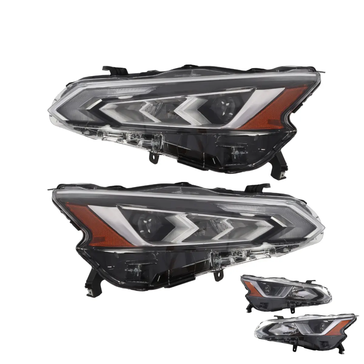 Nakkaa LED DRL Projector Headlights with High Beam Assist, Polycarbonate Plug-In Set for 2019-2022 Nissan Altima Halogen Headlight Replacement (Left + Right), Factory Look
