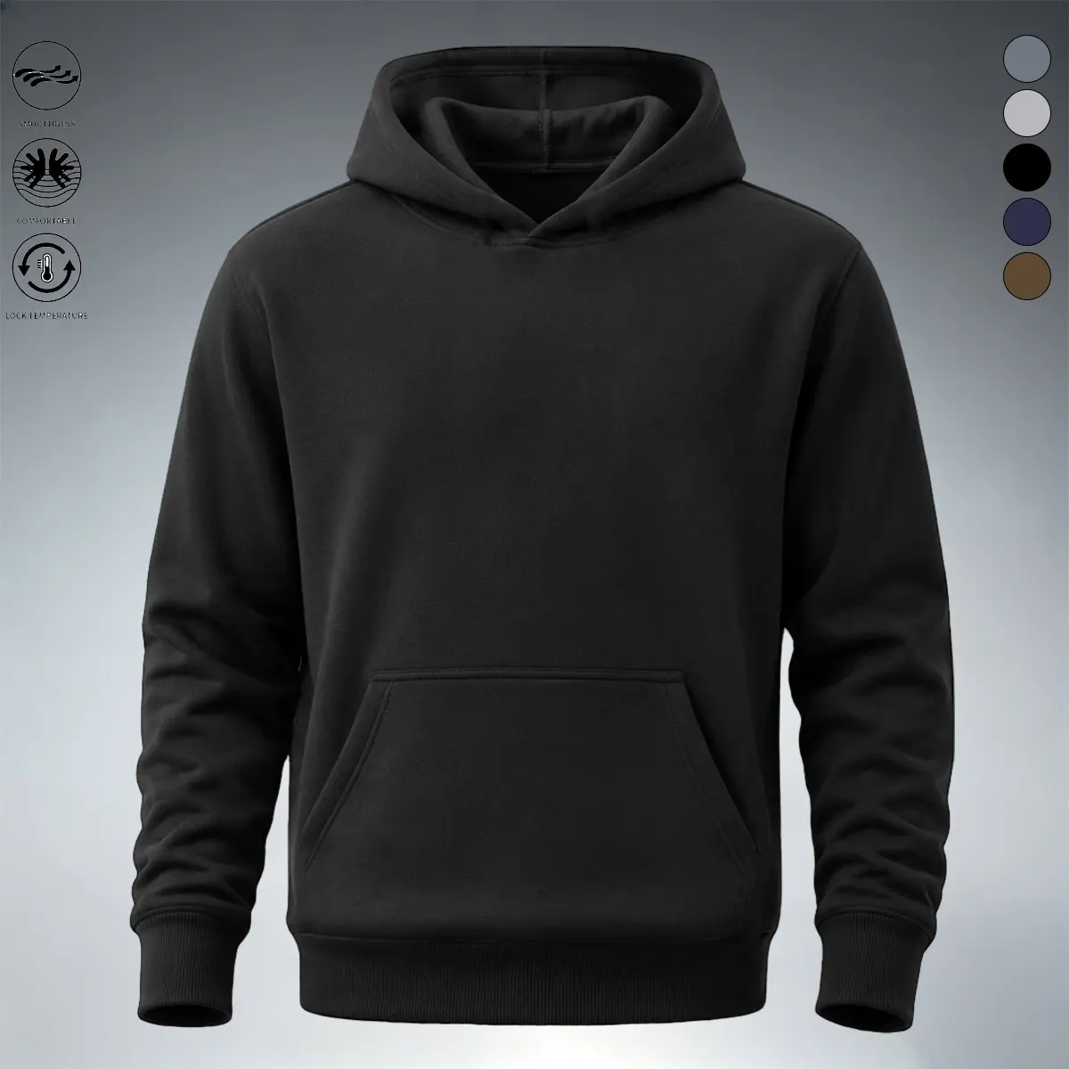 Men's Fleece Hoodie - Warm & Cozy Pullover , Long Sleeves, Ribbed Cuffs and Hemand Front Kangaroo Pocket for Fall/Winter Outdoor Activities, Casual Outdoor Hoodie | Trendy Men's Hoodie | Polyester Fleece Hoodie, Sweater Hoodie