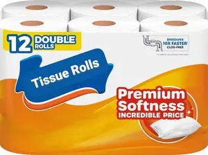 Toilet Paper, 12 Double Rolls, 231 Sheets per Roll, Septic-Safe, 1-Ply Toilet Tissue