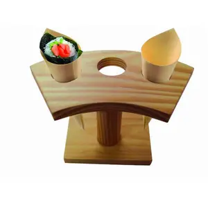 PacknWood  3 Holes Bamboo Cone And Temaki Display- Pack Of 10