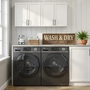 Wall Storage Cabinet Kitchen Laundry 24Wx2 Pcs with 2 Shaker Doors Shelf Height Adjustable Removable MDF Particle Board