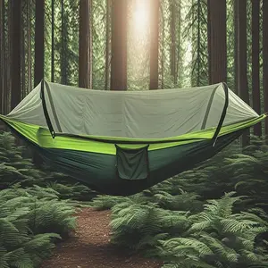 3-in-1 Double Camping Hammock with Mosquito Net & Sunshade, Durable and Portable, Suitable for Hiking, Terrace Adventures, Garden Relaxation - Durable and Lightweight Design, Suitable for Camping, Backpacking, Wilderness Travel, Hiking, Parks, Includes St
