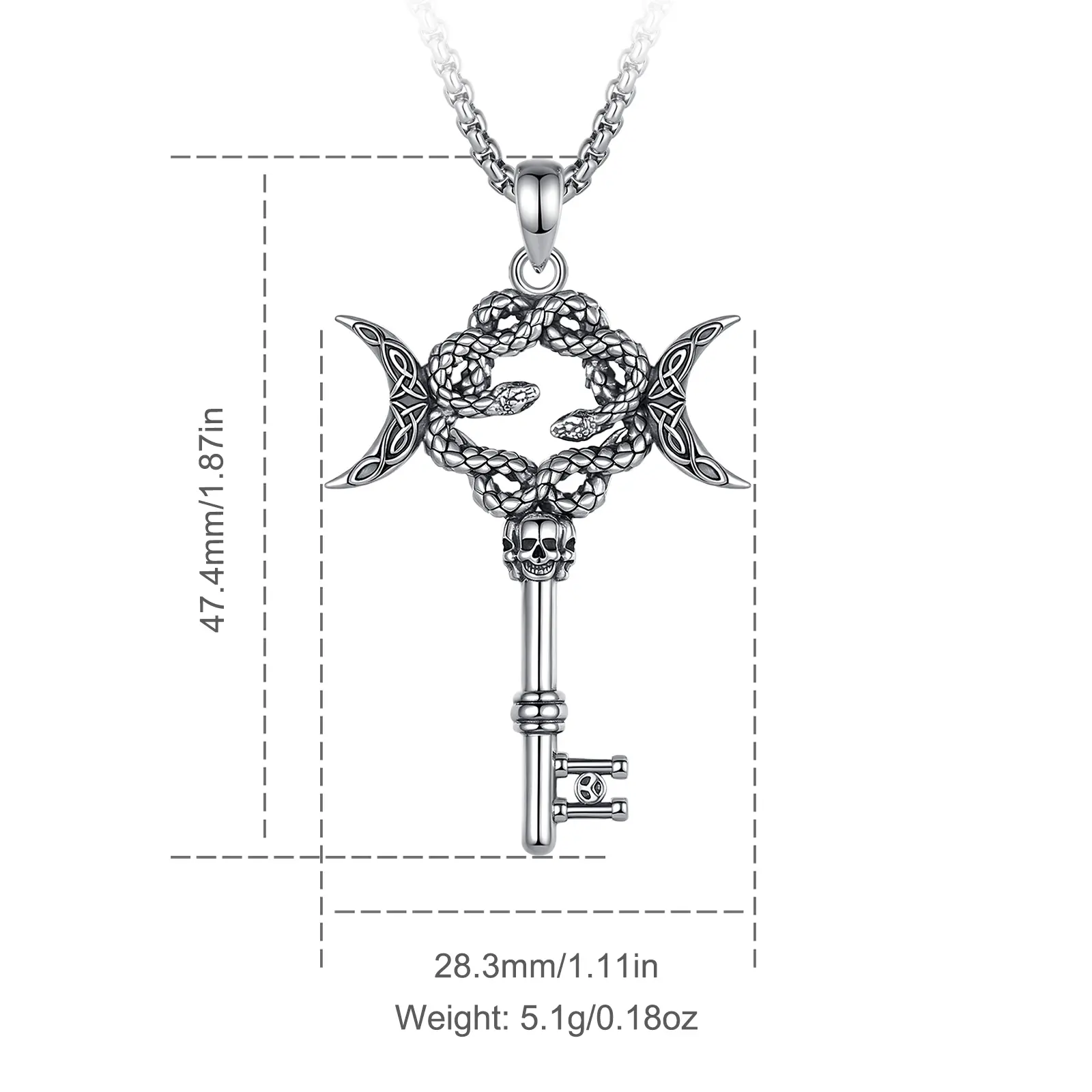 Gothic Snake Triple Moon Key