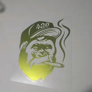 Smoking Gorilla 6x4 Vinyl Window Sicker with 420 Hat Design for Unique Decor