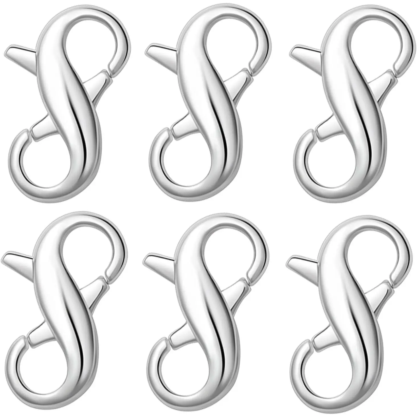 Stainless Steel Lobster Clasps - Jewelry Making Supplies, Necklace Extender, Bracelet Connector for DIY Jewelry Repair (6pcs, Silver, Gold-Silver Options)