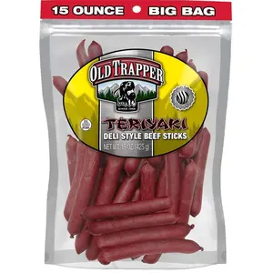 Old Trapper Deli-Style Beef Sticks, Teriyaki Flavor, 15-Ounce Package, Great for On-the-Go Snacking, Six Grams of Protein and Less Than One Gram of Sugar per Serving (Pack of One)