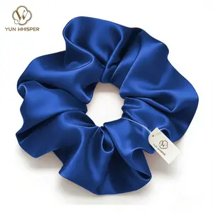 1 Pack Luxury Satin Hair Scrunchie for Women,No CreaseNo Damage Hair Tie,Soft Shiny Blue Scrunchie for Daily WearSleep, Workouts & Lounging