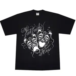 FEEGO Smile now cry later, Last Laugh Chicano Clothing, Chicana Art, Cholo Chola outfit Cotton Fabric Menswear Casual