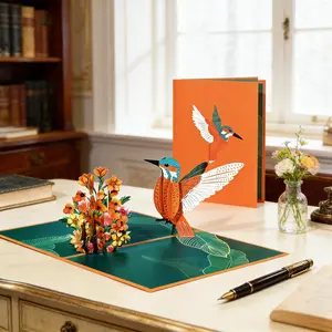 3D Hummingbird Paper Craft Pop-Up Card with 3D Effect, Envelope and Blank Note – Versatile Festive Gift for Anniversary, Birthday or Valentine's Day