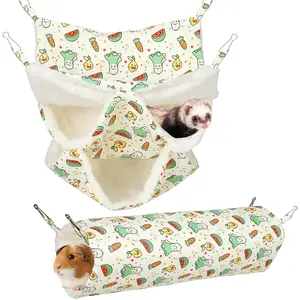 2 Pack 3 Tier Hanging Hammock Small Animal Accessories for Ferret Guinea Pig Kitten Squirrel Chinchilla Parrot