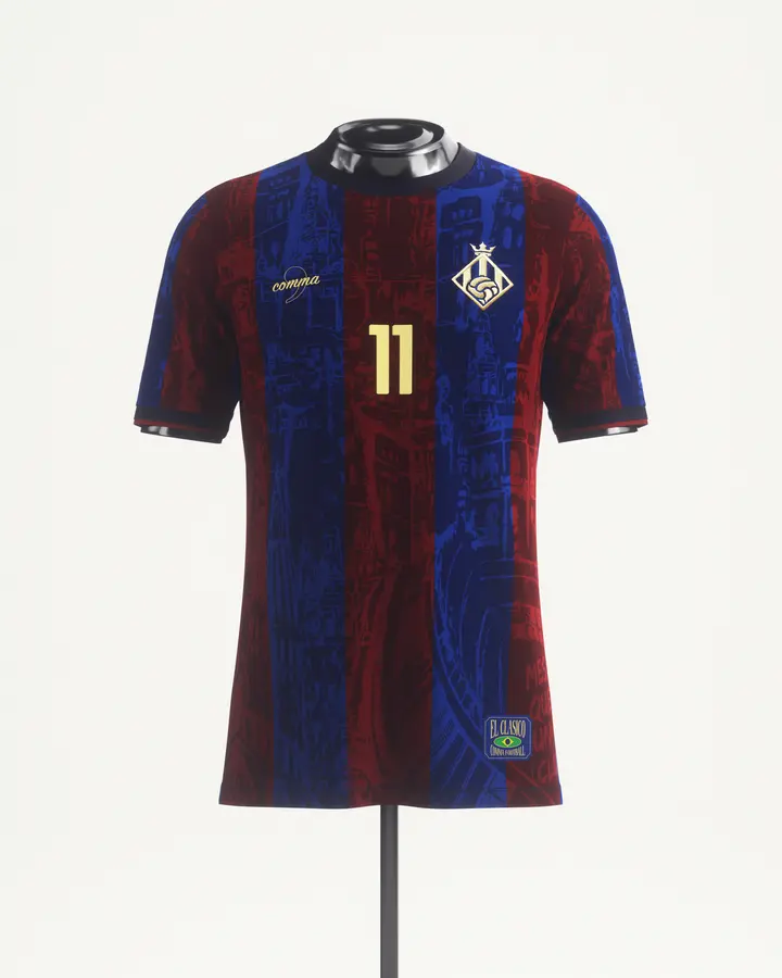 Premium Red Blue Football Jersey, BARCA Team Club, Jersey-The Kit Trikot,Retro Soccer Shirt