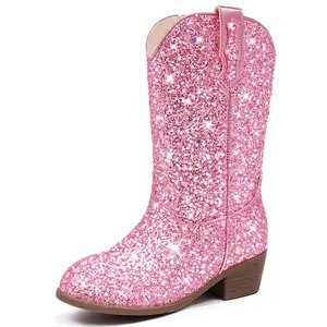 Glitter Girls Cowgirl Boots Sparkly Cowboy Dress Boots For Toddler To Big Kid Mid Calf Pointed Toe Party Birthday Horse Riding
