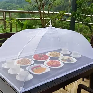 Foldable Food Cover, Mesh Food Cover, Portable Food Shelter, Picnic Supplies, Ideal for Outdoor Picnics, Bbqs & Parties, Containers, Household Items, for Salad, White, Kitchen, Utensils, Lightweight，Fruit
