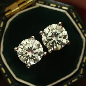 Shineofdiamond Moissanite Four-Prong Stud Earrings in S925 sterling silver anniversary mother synthetic moissanite stud earring promise
