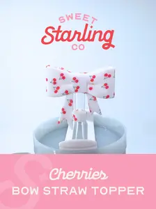 Bow Straw Topper- Cherries