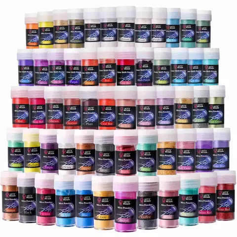 60 Colors Mica Powder, Natural Pearlescent Pigment Powder for Epoxy Resin/UV Resin for Candle Making, Resin Dye, Painting, Bath Bombs, Art Crafts - LET'S RESIN