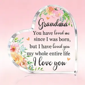 Grandma Appreciation Gift, Heart Shaped Acrylic Plaque with Love Quote, Grandma Birthday Christmas Keepsake