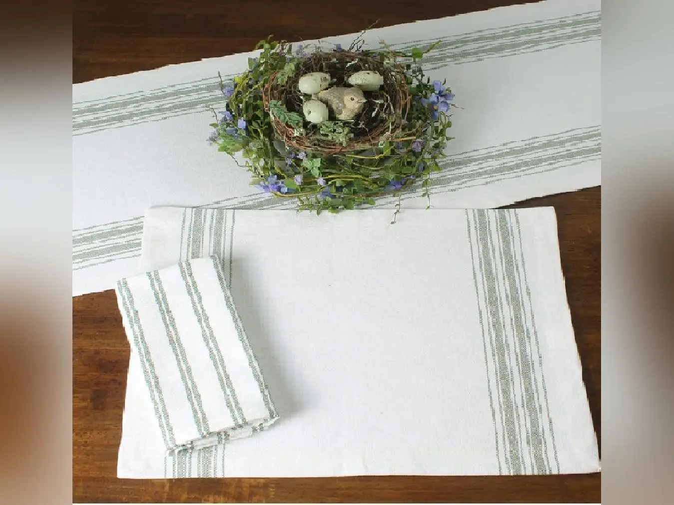 Grain Sack Stripe Sage Placemat