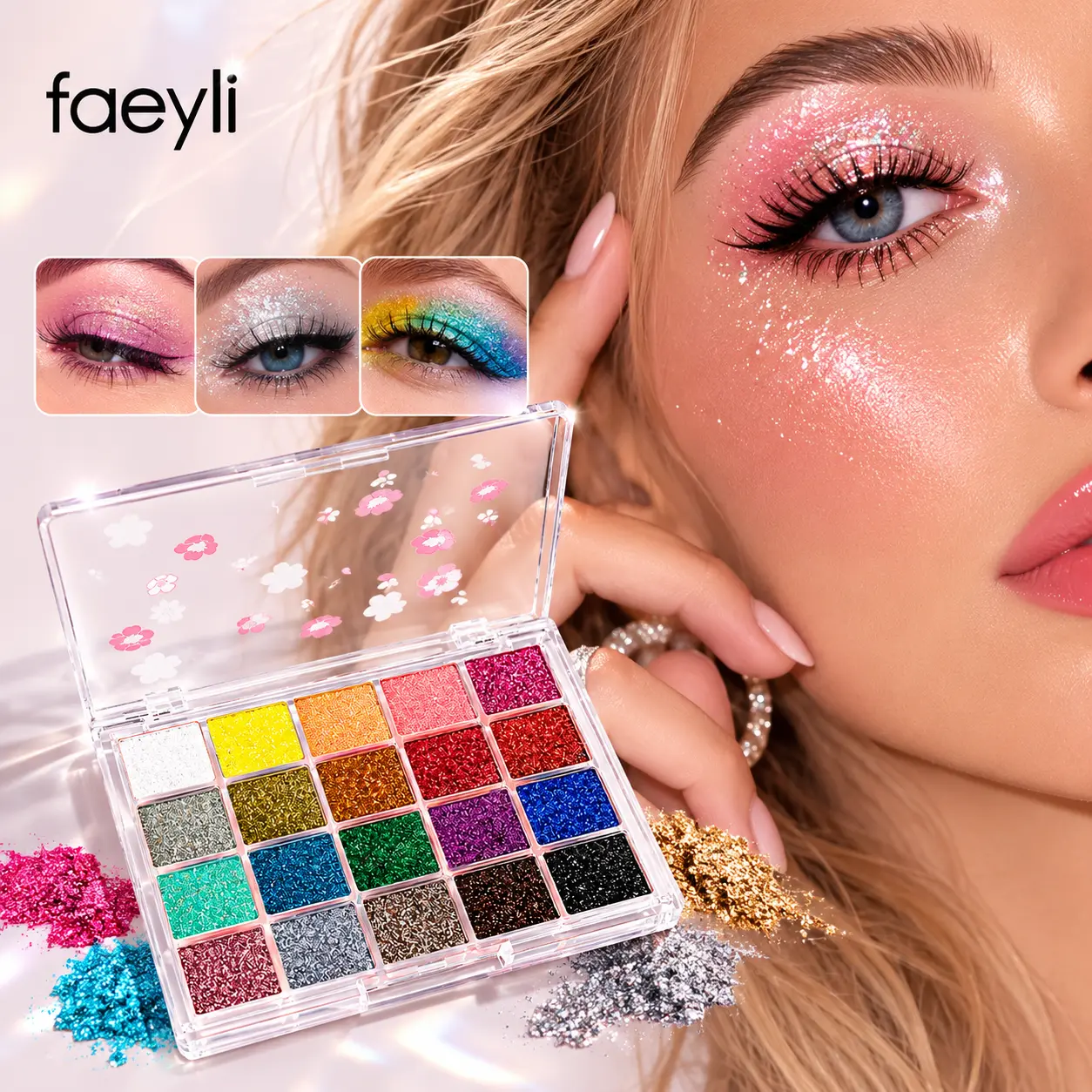 Women's Chunky Glitter Eyeshadow Palette - Holographic Sequins Powder, Vibrant Metallic Shimmer, Long-Lasting Waterproof, Suitable for Eyes-Face-Body, Stage-Festival Cosmetic for Beginners affordable shadow
