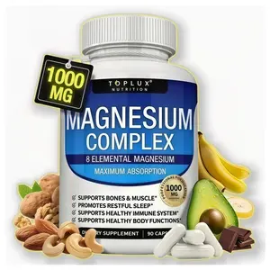 TOPLUX Magnesium Complex 8 Essential Magnesium Supplements 1000 mg Vitamin Dietary Fitness Edible - Magnesium glycinate | Daily nutrient support gym edible dietary - Made in US