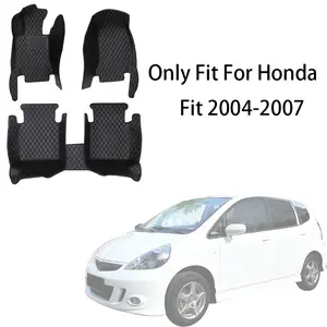 Full Set Nappa PU Leather Car Floor Mat For Honda Fit Jazz 2004-2007 Front And Rear Cushion Slip-Resistant Wear-Resistant Auto Interior Accessories