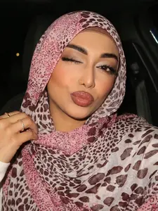 Women's Boho Leopard Print Long Scarf, Fashionable Loose Fit, Perfect for Daily Wear, Sun Protection, Festivals, Valentine's Day