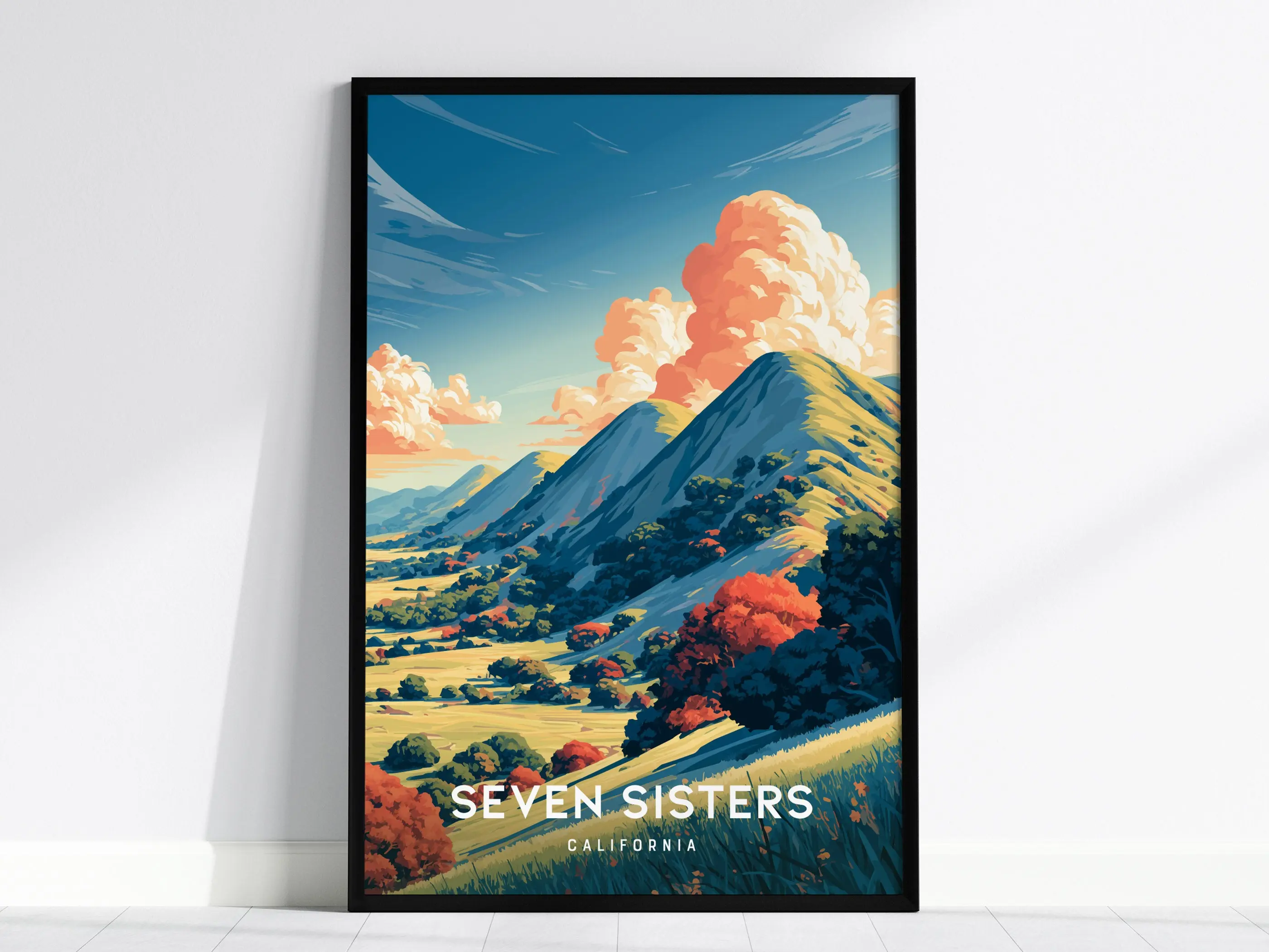 Seven Sisters, California Poster | Dramatic Coastal Cliffs & Ocean Wall Art