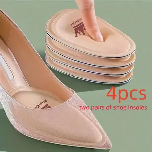 4pcs Women's High Heel Memory Foam Insoles, Soft Breathable Toe Pads, Pointed Toe Protector, Hand Washable Shoe Accessories