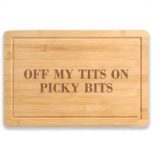 Chopping Board Engraved Cutting Board Off my Tits On Picky Bits Charcuterie Novelty Viral Cheese Board for Cooking, Birthday Thanksgiving Xmas Gift Giving Kitchen Christmas Supplies, Holiday New year 2026 Gift, Wooden Cutting Board