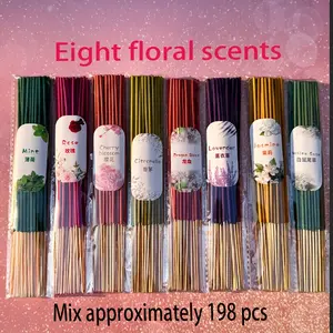 198pcs Incense Sticks Set, 8 Fragrances, Colorful Markers, Traditional Handmade Bamboo Skewer, Aromatherapy & Relaxation