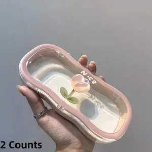 Tulip Design Glasses Case, 2 Counts Transparent Durable Plastic Storage Box, Portable & Anti-pressure Storage for Fashion Glasses & Eyewear