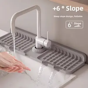 Faucet Drain Silicone Mat - Cuttable Narrow Edge, Kitchen Sink Water Stopper, Wash Basin Splash - proof Absorbent Mat，kitchen organization，dish drying racks，home essentials