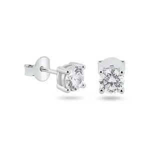 925 Sterling Silver Moissanite 5mm Round Push Back Earring
