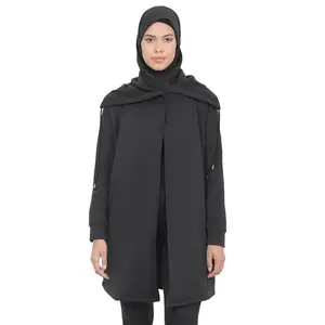 Women's Black Fleece Extended Shawl Color Shrug With Pockets