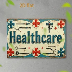 1pc Vintage Medical Sign 7.8x11.8 Inch Retro Healthcare Aluminum Plaque Timeless 2D Flat Stethoscope Wall Art for Home Clinic Room Decor