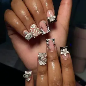 24pcs Nail Set, Glossy False Nails, Medium Glossy Finish, Duck Shape Design, Perfect for Daily Wear & Parties, Ideal for Women & Girls